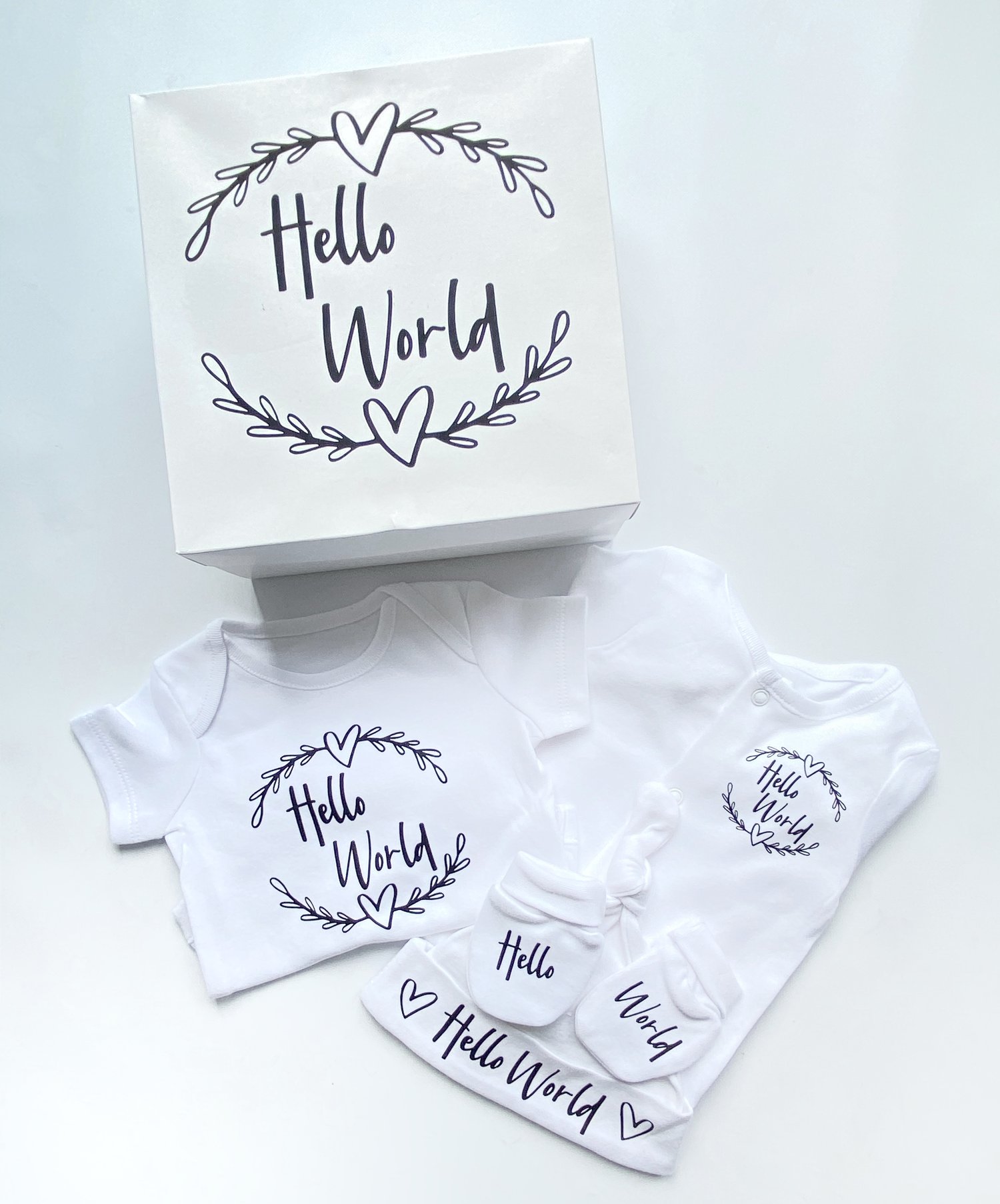 Image of Hello world new baby gift set. 
