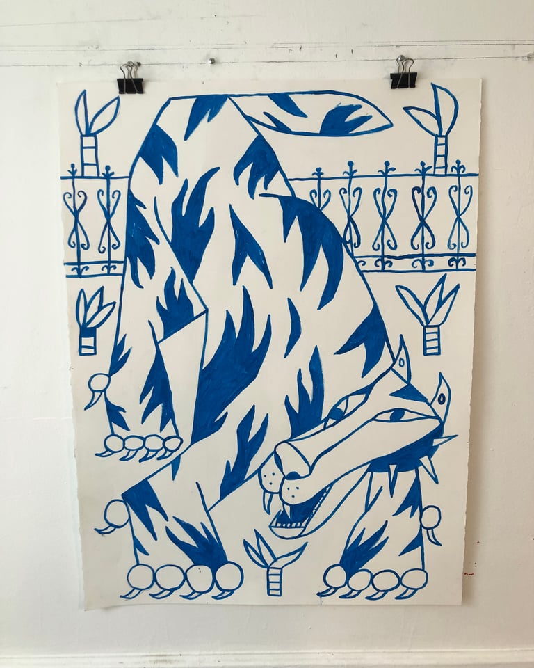 escaped dog painting
