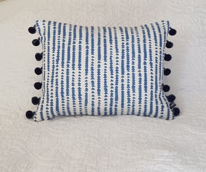 Image of Small Rectangular Scatter Cushion  with Pom Poms