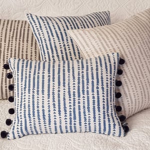 Image of Small Rectangular Scatter Cushion  with Pom Poms