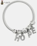 Rhinestone “Hope” Coil Charm Bracelet 