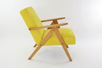 Image 2 of Fauteuil Kompas velours côtelé jaune fluo