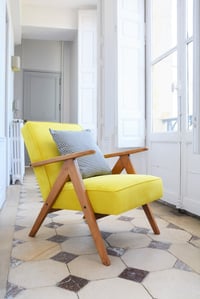 Image 5 of Fauteuil Kompas velours côtelé jaune fluo