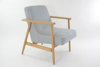 Image 1 of Fauteuil Z pieds de poule bleu