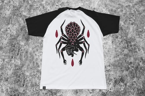 Image of "Arachne" White Raglan T-Shirt