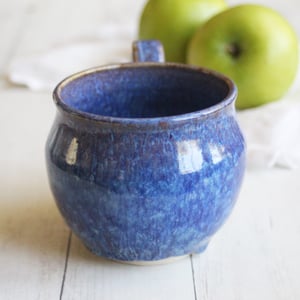 Image of Gorgeous Pottery Mug in Dripping Purple, Blue and Mauve Glazes, 14 oz. Coffee Cup, Made in USA
