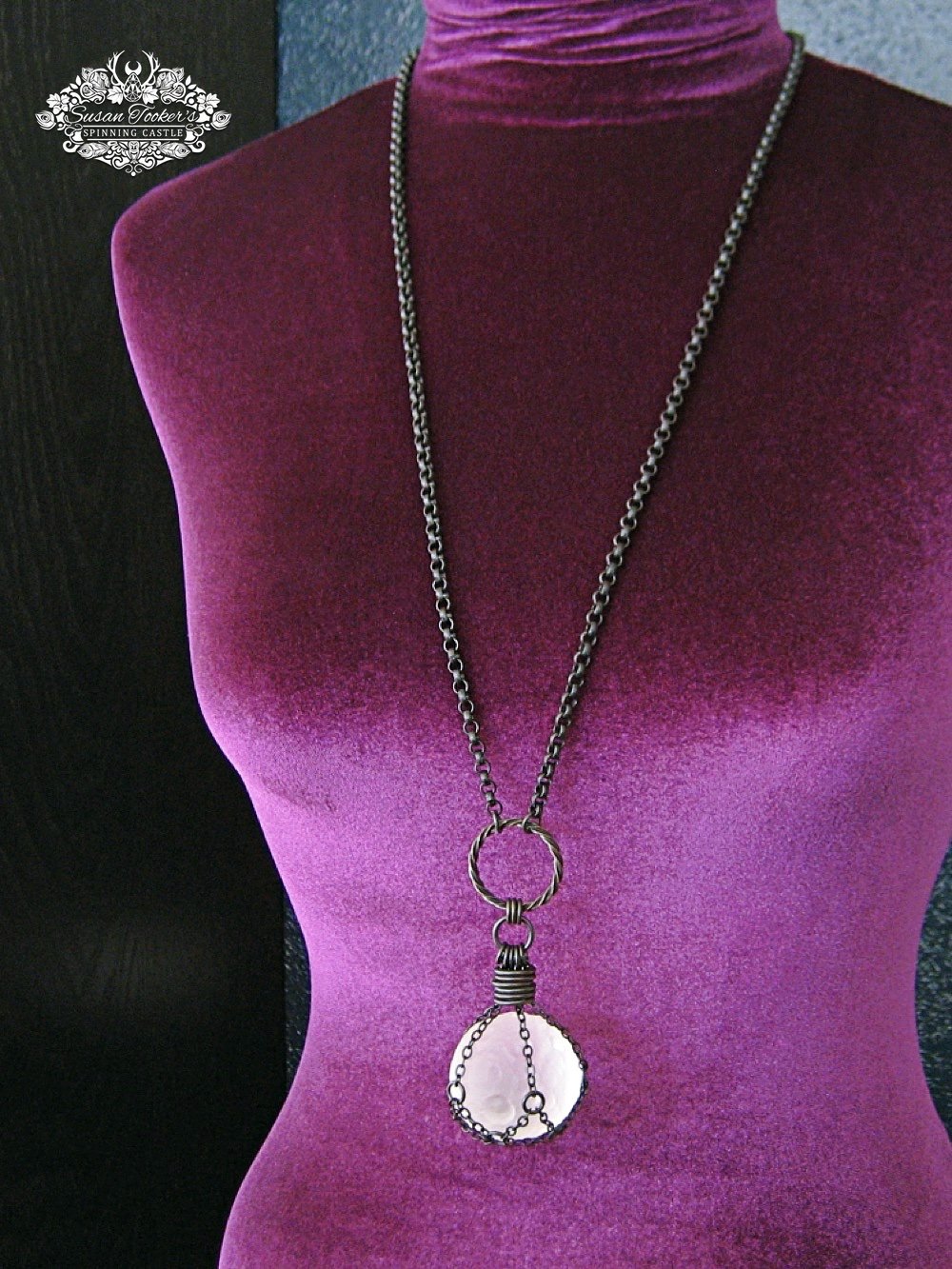 Image of THE SPIRIT MOON - Clear Quartz Crystal Moon Neclace Witchy Talisman Pagan Jewelry
