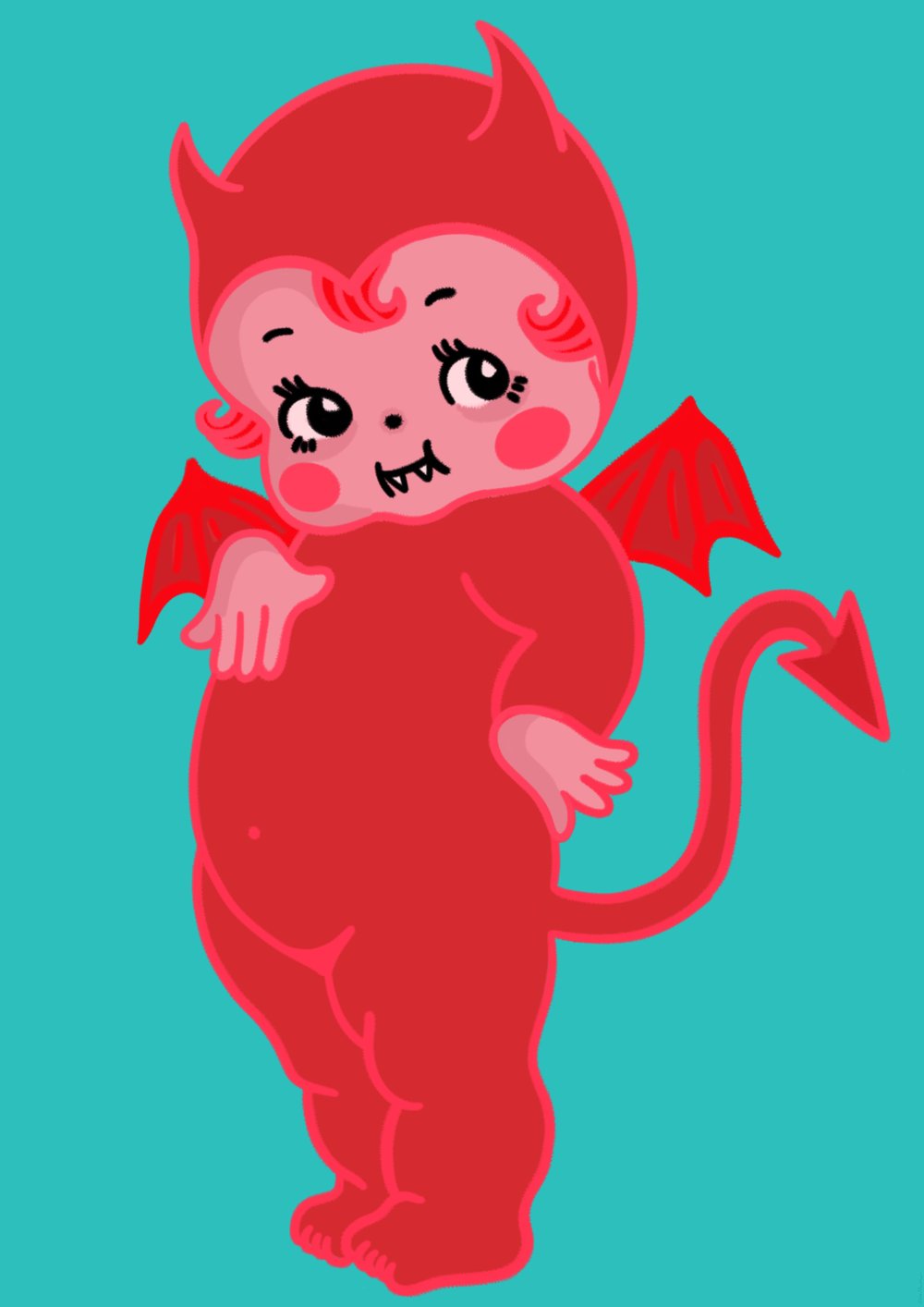 Image of Devil kewpie cutie 🤍❤️💙