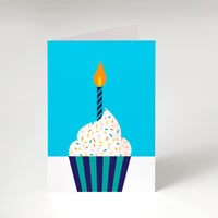 Image 2 of Blue Cupcake Birthday Card