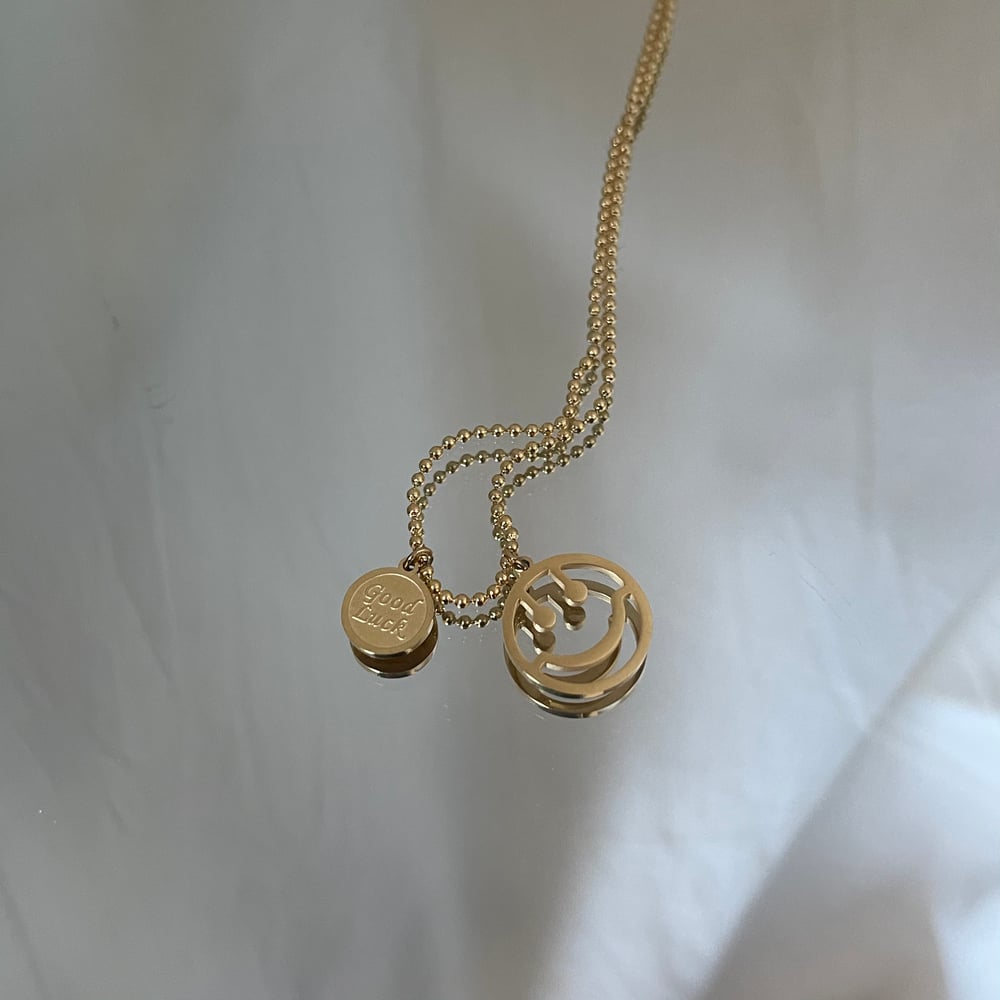 Image of ‘Good Luck’ Smiley Face Necklace 