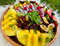 Image 2 of 16" Round Hand Carved Tropical Fruit Platter LIMITED TIME!