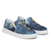 Image 1 of Celestial Constellation Night Sky Stars and Clouds Painting Men’s Slip-On Canvas Shoes