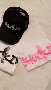 Chuckin white and pink T shirt 