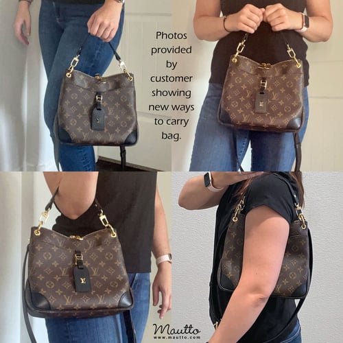 Image of Leather Top Handle for LV Odeon PM / MM Bag & more - 3/4 inch Wide - Gold U-shape #16LG Clasps