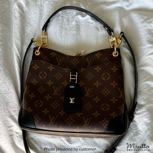 Image of Leather Top Handle for LV Odeon PM / MM Bag & more - 3/4 inch Wide - Gold U-shape #16LG Clasps