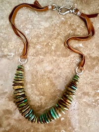 Image 1 of Turquoise and leather necklace