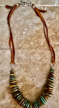 Image 3 of Turquoise and leather necklace