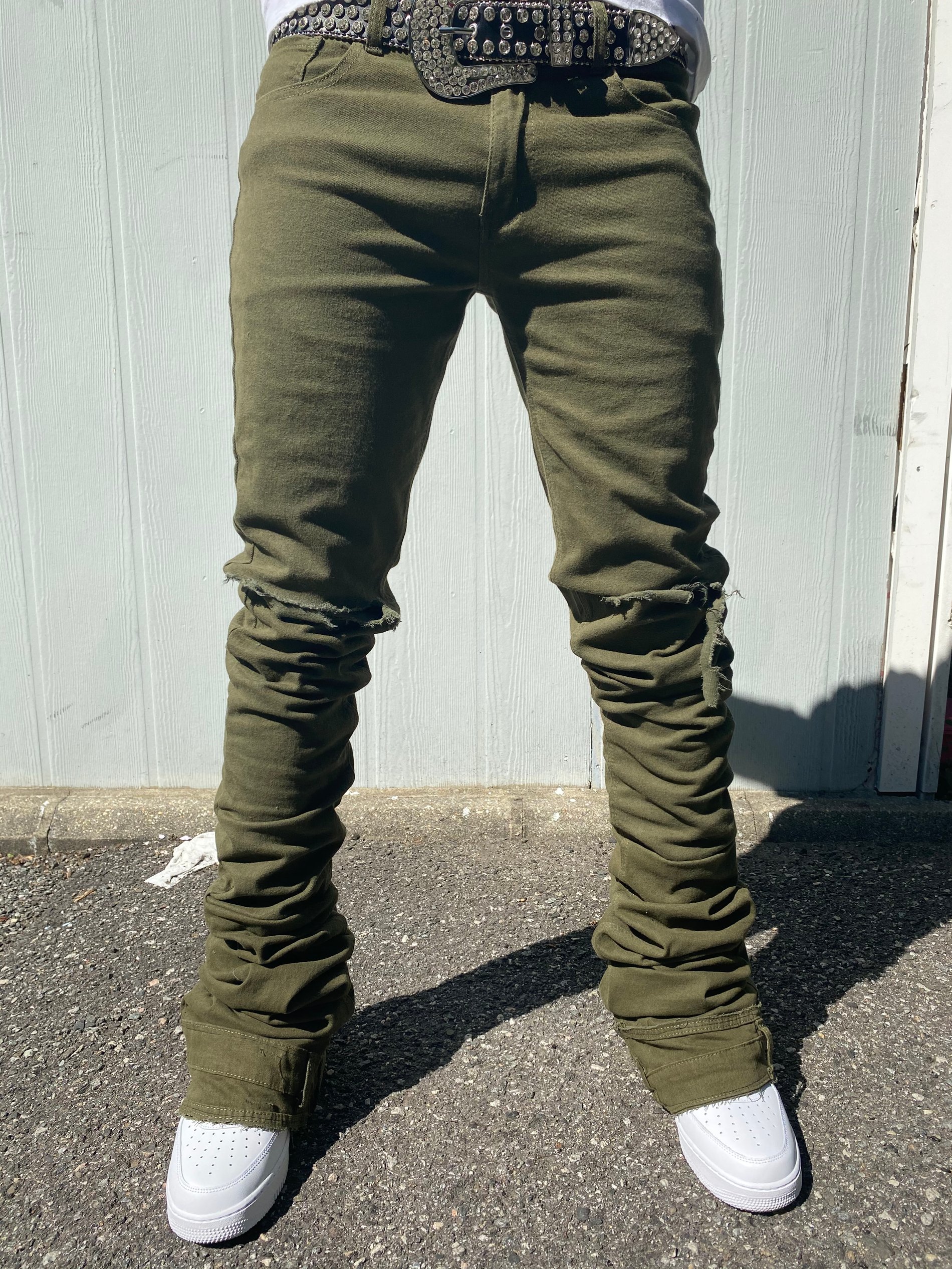 Utility Green Stacks | WeirDenims