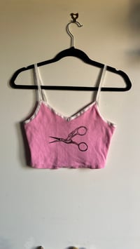 Image 1 of S/M - scissor pink crop tank 