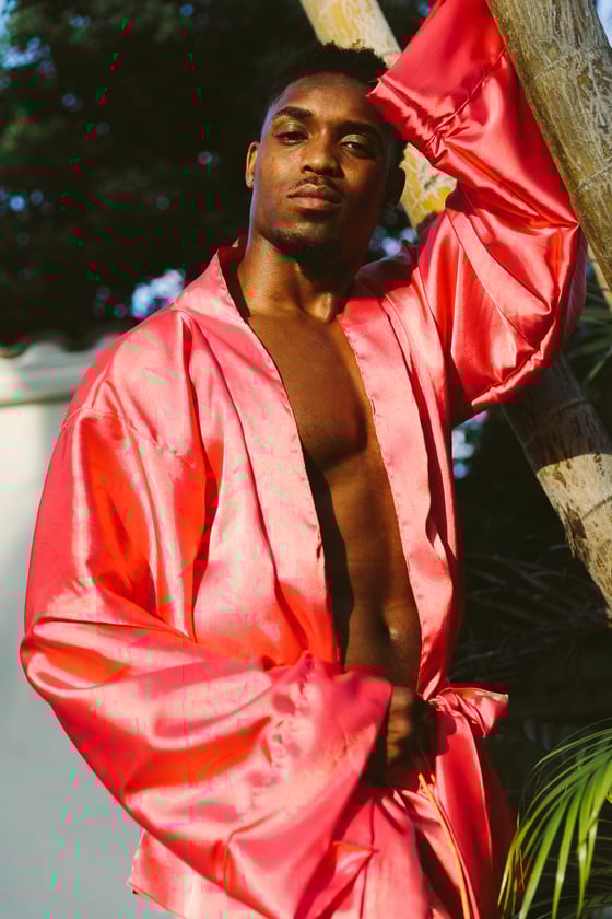 Image of MENS CORAL KIMONO SET 