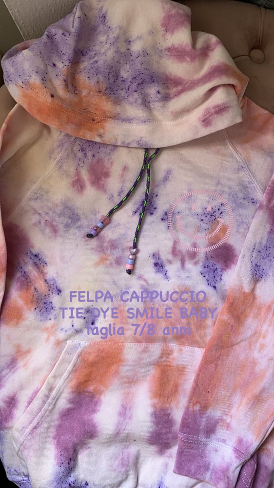 Image of FELPA CAPPUCCIO TIE DYE SMILE 7/8 ANNI