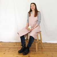 Image 5 of Split Leg Canvas Pottery/Artist/Makers Apron, Adjustable Crossback, Blush Pink No4:5