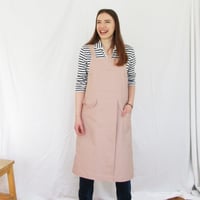Image 3 of Split Leg Canvas Pottery/Artist/Makers Apron, Adjustable Crossback, Blush Pink No4:5