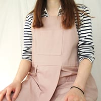 Image 1 of Split Leg Canvas Pottery/Artist/Makers Apron, Adjustable Crossback, Blush Pink No4:5