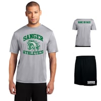 Sanger Athletic uniform 3 Kits with Last Name on back of shirts
