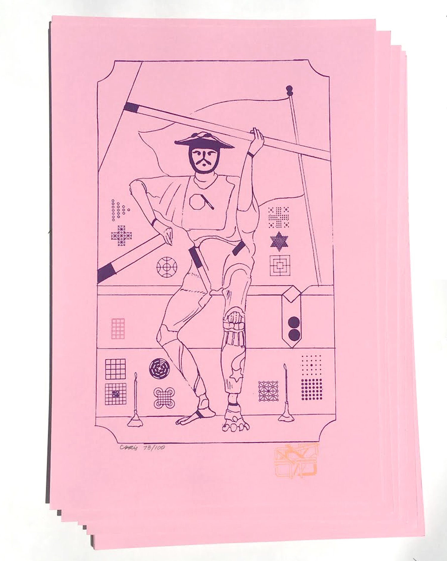 2 OF WANDS screen print by CF 