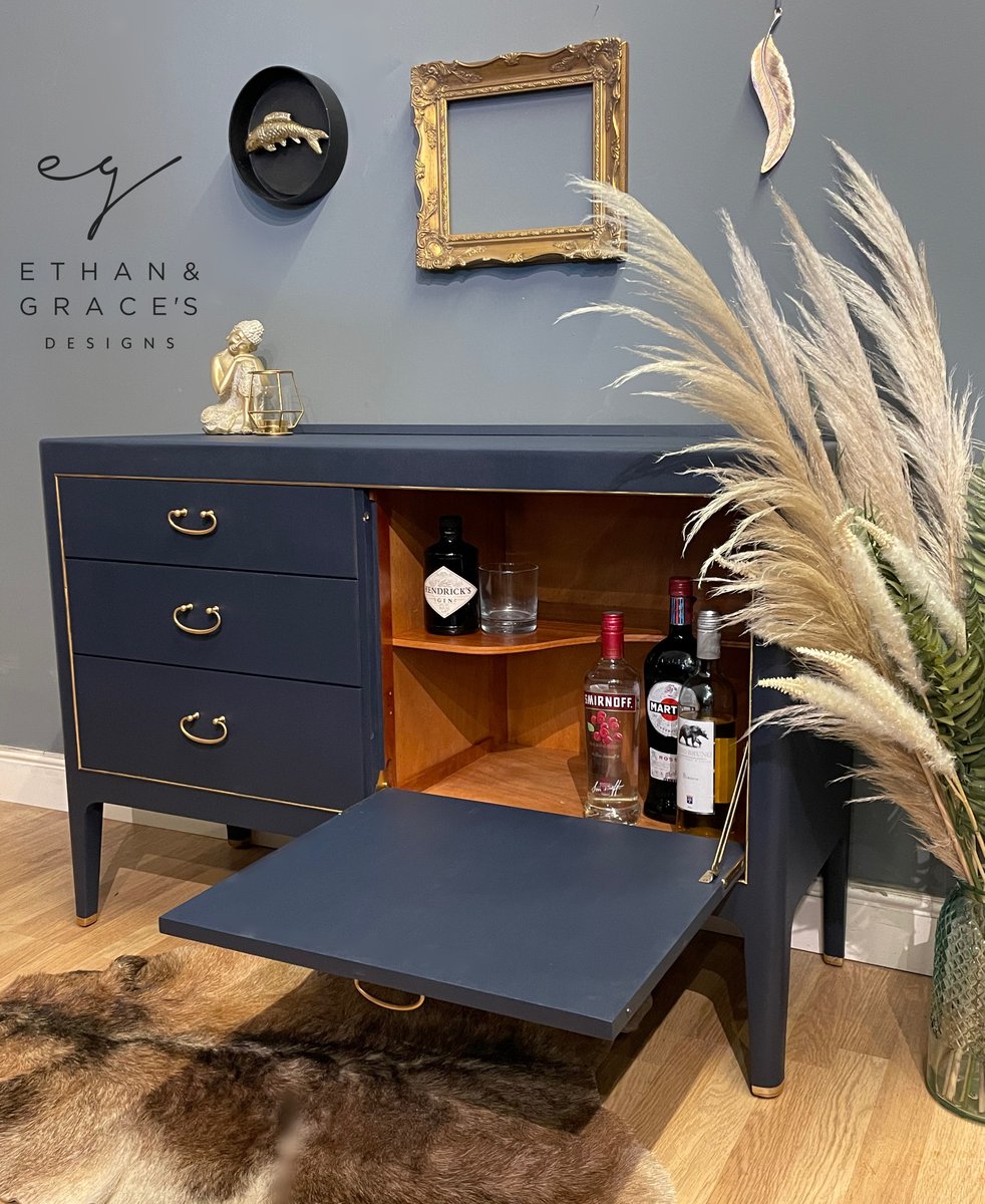 stunning navy blue drinks sideboard Ethan and Grace s Designs