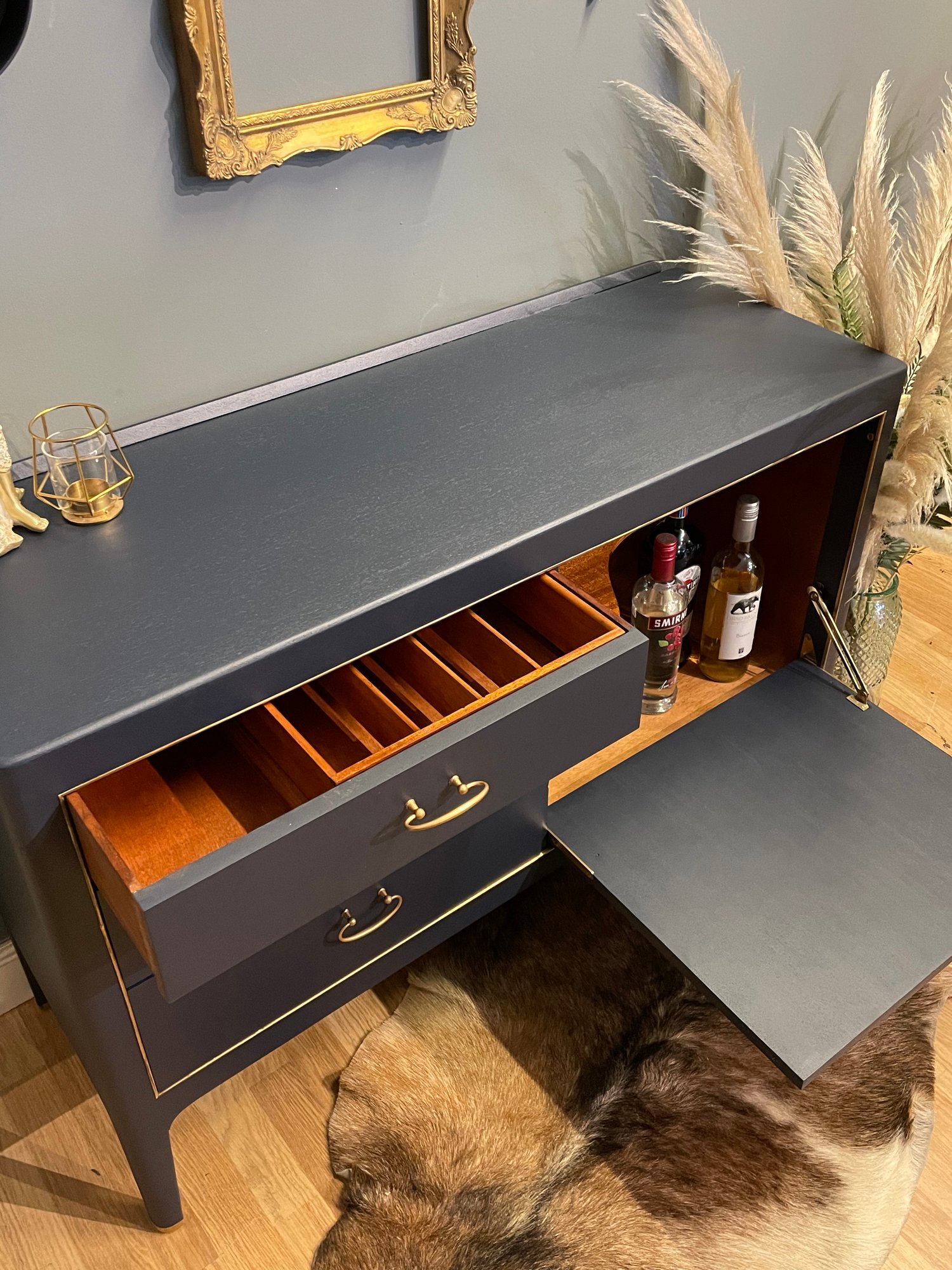 Image of stunning navy blue drinks sideboard 