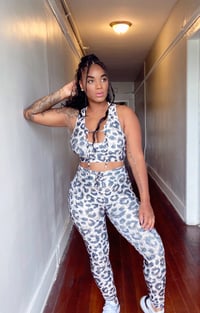 Image 1 of “At the gym”Leopard 2pc yoga pants set