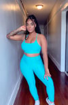 “Get to work “ light turquoise 2pc yoga set 