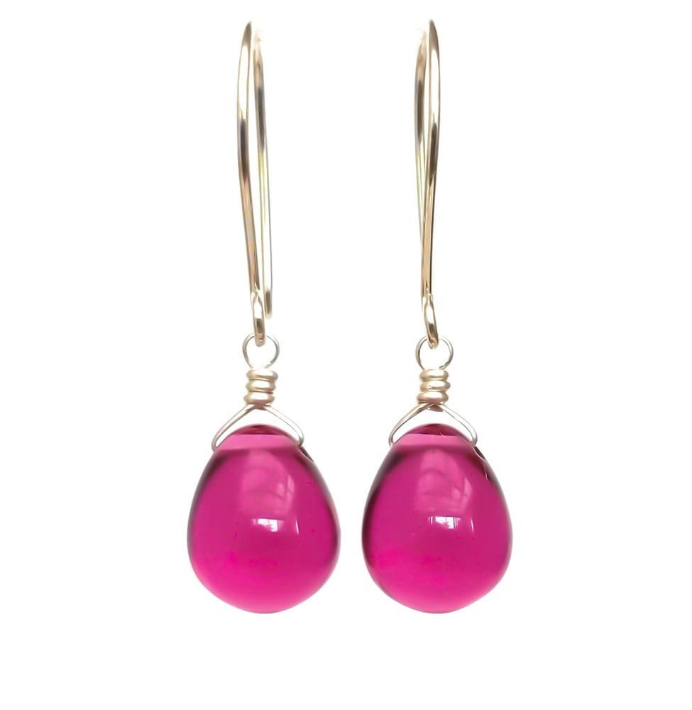 Pink glass drop earrings v2 | Kahili Creations Handmade Jewelry Made in ...