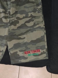 Image 1 of Green camo (Risk Taker) shorts