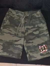 Image 2 of Green camo (YBA) shorts