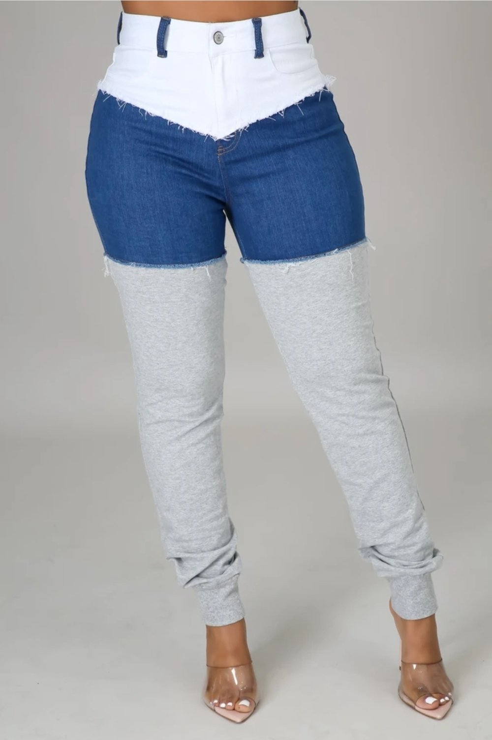 Denim Combo Jogger Pants