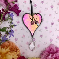 Image 1 of Iridescent Pink Heart Suncatcher 
