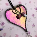 Iridescent Pink Heart Suncatcher 
