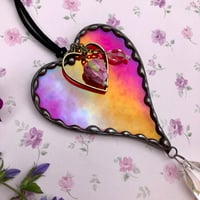 Image 2 of Iridescent Red Stained Glass Heart