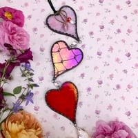 Image 1 of Pink and Red Iridescent Heart Chain 
