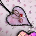 Pink and Red Iridescent Heart Chain 