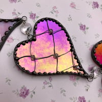 Image 3 of Pink and Red Iridescent Heart Chain 