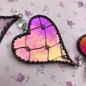 Pink and Red Iridescent Heart Chain 