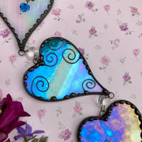 Image 3 of Iridescent Blue Heart Chain