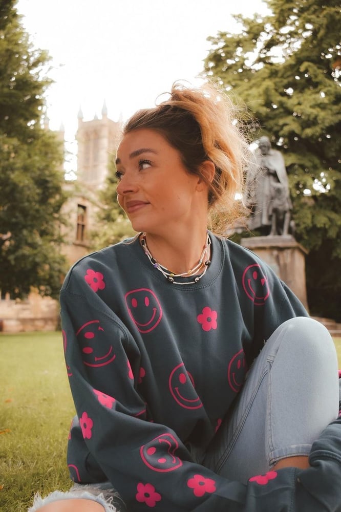 Image of Happy dais blue and neon sweater 