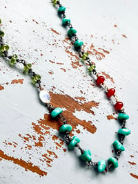 Image 1 of Campitos mine turquoise and peridot necklace