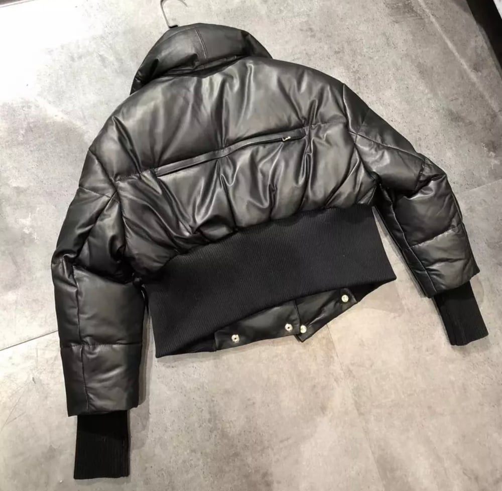 Image of Cropped Leather Bomber 