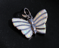Image 4 of Lab Opal Butterfly Pendant